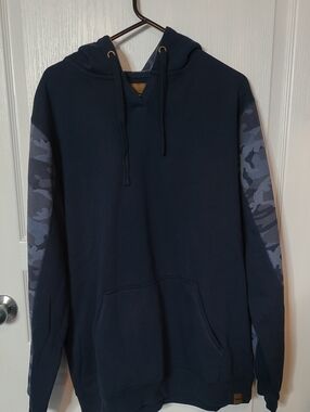 Men's Navy Hoodie with Blue Camo Sleeve Accents